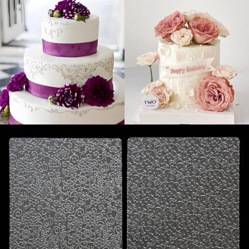 6 Pack Cake Embossing Mats with Multiple Floral Patterns, Nonstick Fondant Texture Sheets 7x10 2
