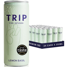 TRIP CBD Drink, Sparkling Lemon Basil Fizzy Drink, Low Calorie, Vegan, Stress & Anxiety Relief (Pack of 24 x 250ml)