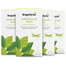 Dragonfly Tea Moroccan Mint, Organic Green Tea, 20 Teabags (Pack of 4, 80 Teabags) 0732