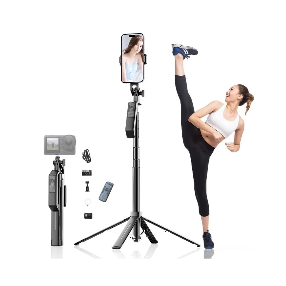 71Inch Extendable Selfie Stick Tripod With 360 Rotation And Rechargeable Remote For Iphone And Android 9455672873277