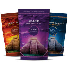 Guppy's Chocolates York | Hot Chocolate Flakes | 3 Pack | Real Grated Drinking Chocolate | 245g Resealable Pouch Equal To 7 Sachets per pack (Milk |