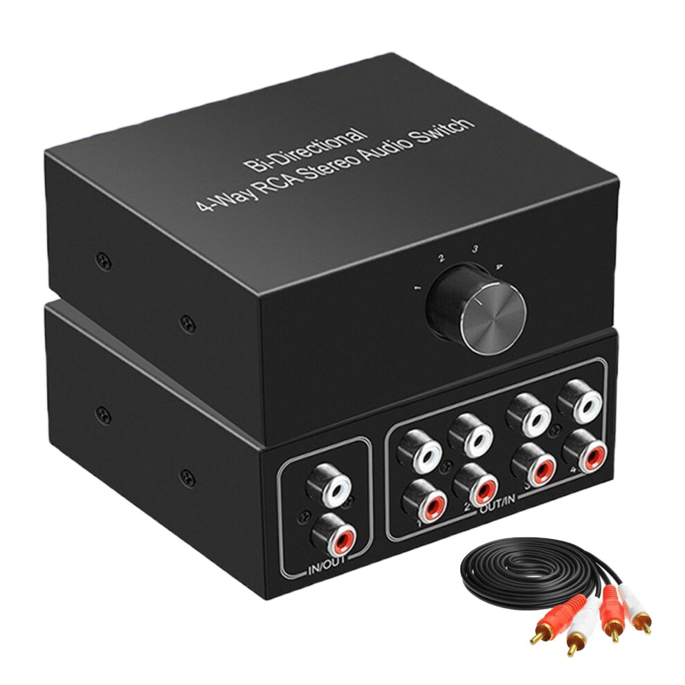 4 Way Rca Audio Switcher Splitter, Bidirectional Stereo Selector 4 In 1 Out For Home Audio Devices 9044945415018