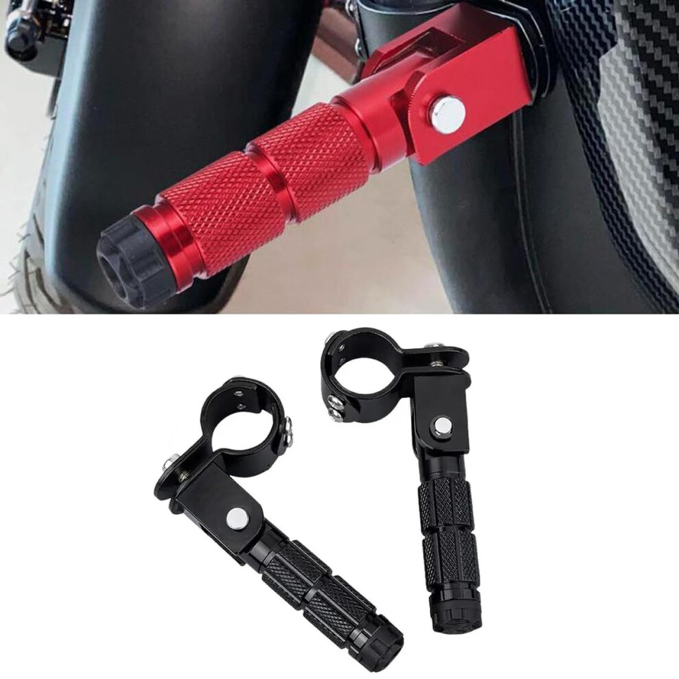 Motorcycle Foot Pegs Folding Aluminum Alloy Passenger Footrests Universal Rearsets (1 Pair ) Black 9053599201021