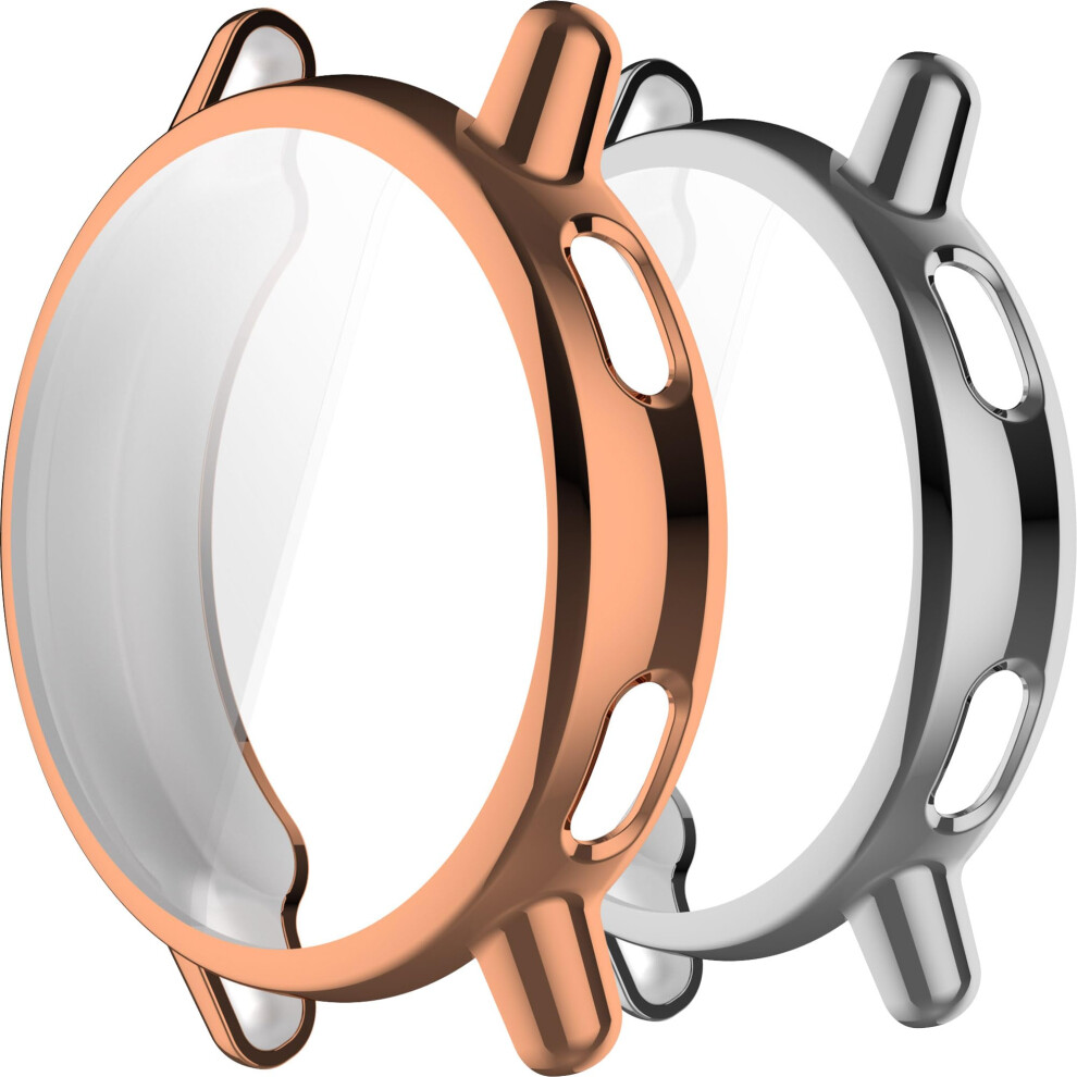 Shockproof Tpu Full Coverage Rose Gold Silver Protective Case And Screen Protector For Garmin Vivoactive 5 Silver,Gold 9053599201168