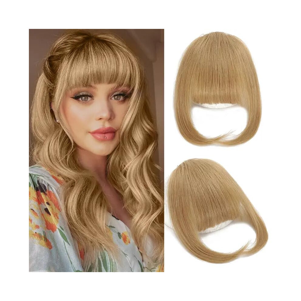 Ash Blonde Clip In French Bangs Hair Extensions for Women with Temple Coverage and Seamless Blend
