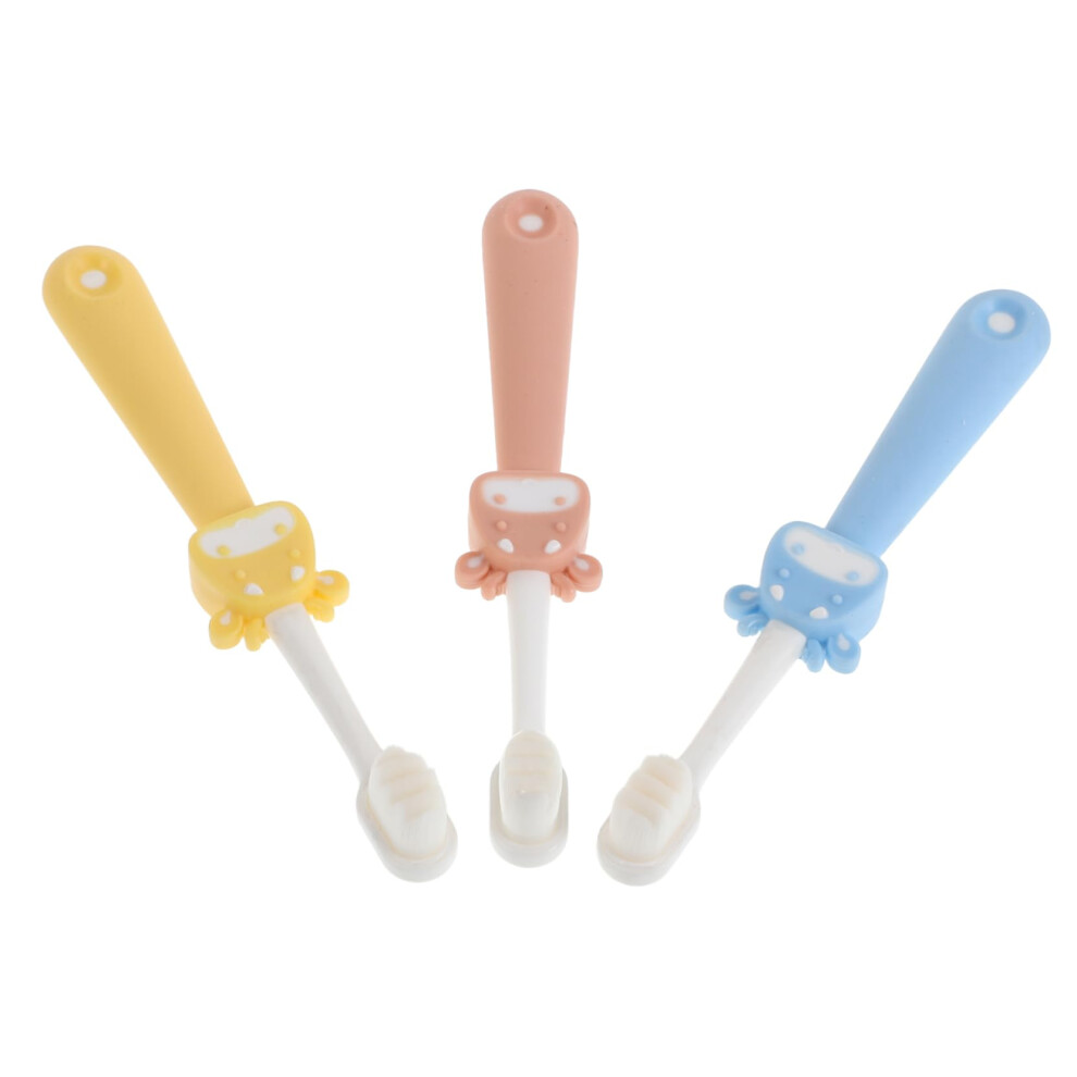 Kids Toothbrush Set with Soft Fine Bristles, Gentle on Gums, NonSlip Handle, 3 Pack for Toddlers