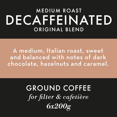 Caff? Nero Ground Coffee (6 x 200g, Classico Decaff) 1