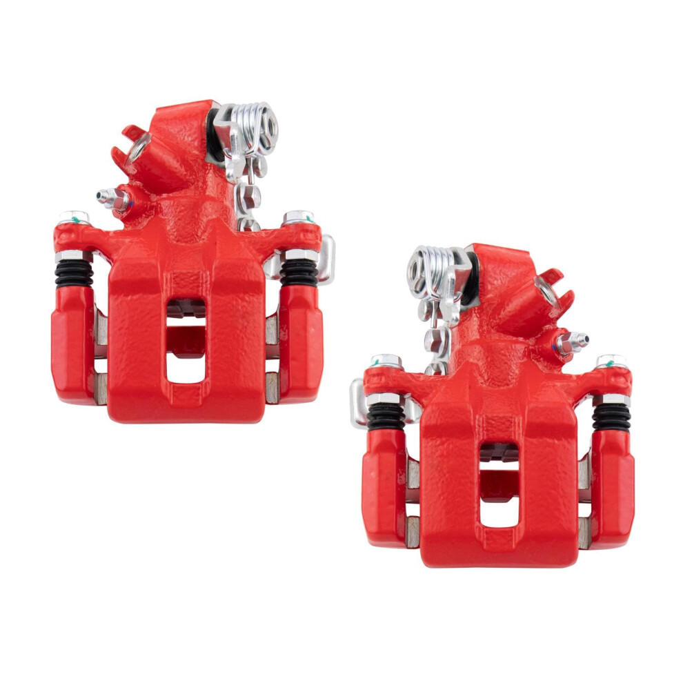 Rear Brake Caliper Set With Brackets For 20022005 Honda Civic And 20022006 Acura Rsx Red 9053599201502