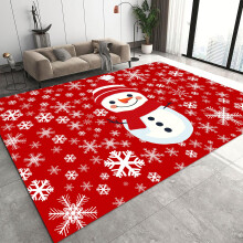 Christmas Snowman Area Rug 5x7 Red Snowflake Soft Memory Foam Washable Holiday Carpet for Living Room