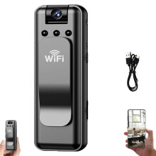 1080P Body Camera with Audio, WiFi Control, 180 Rotatable Lens, Night Vision, 64G Card