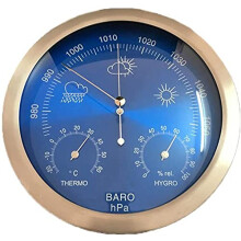 Precision Indoor Outdoor Weather Station with Analog Barometer Thermometer Hygrometer Blue