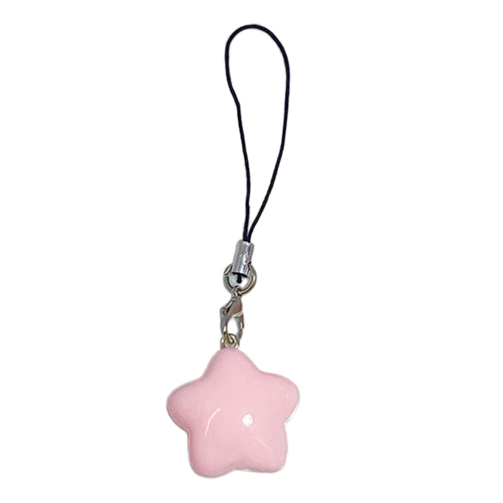 Fat Star Phone Charm Strap With Lanyard Keychain Pendant For Bag And Cute Star Design Pink 9455672874434