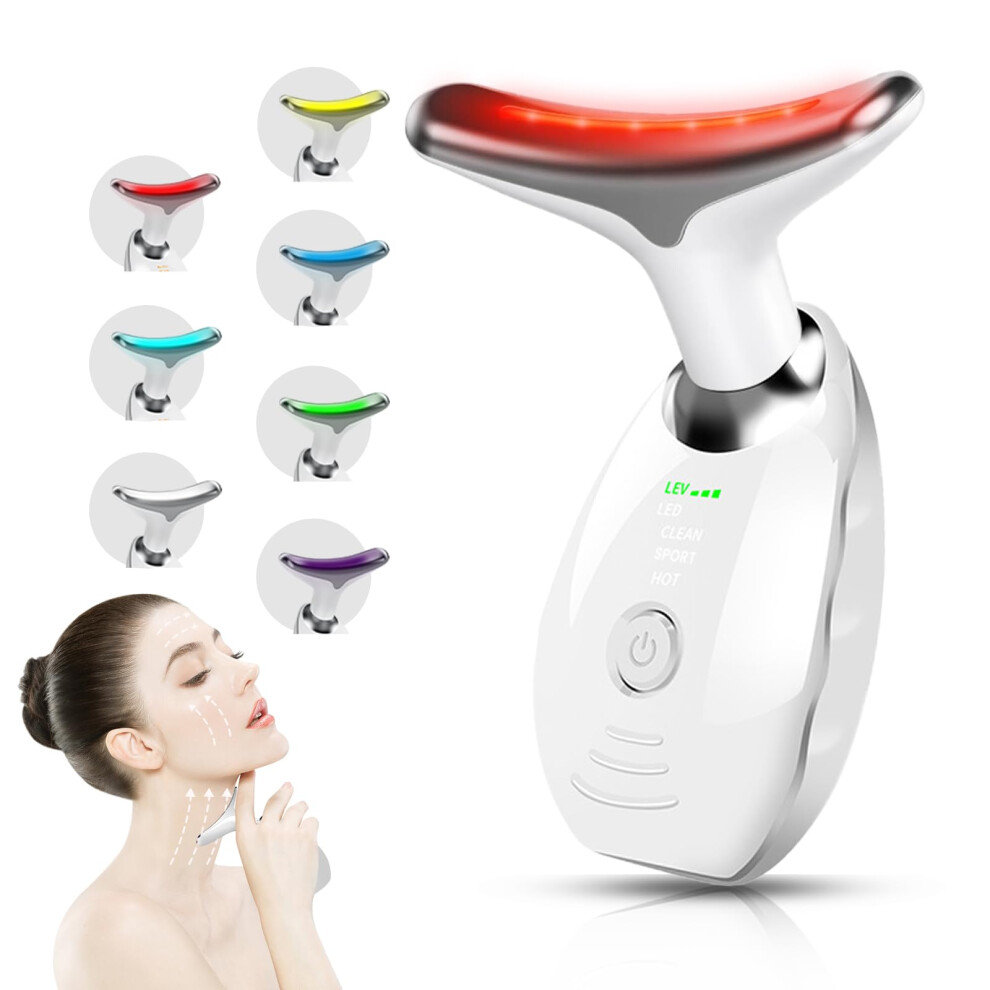 Light/White Led Facial Massager With 7Color Therapy And Heat For Face And Neck Skin Care,