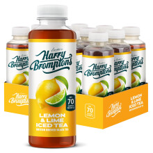 Harry Brompton's Iced Tea - Lemon & Lime - 12x500ml Bottles - Made with brewed Kenyan tea infused with real fruit