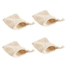 4pcs Exfoliating Soap Saver Bags Mesh Foaming Pouch with Drawstring for Rich Bubble Shower Use