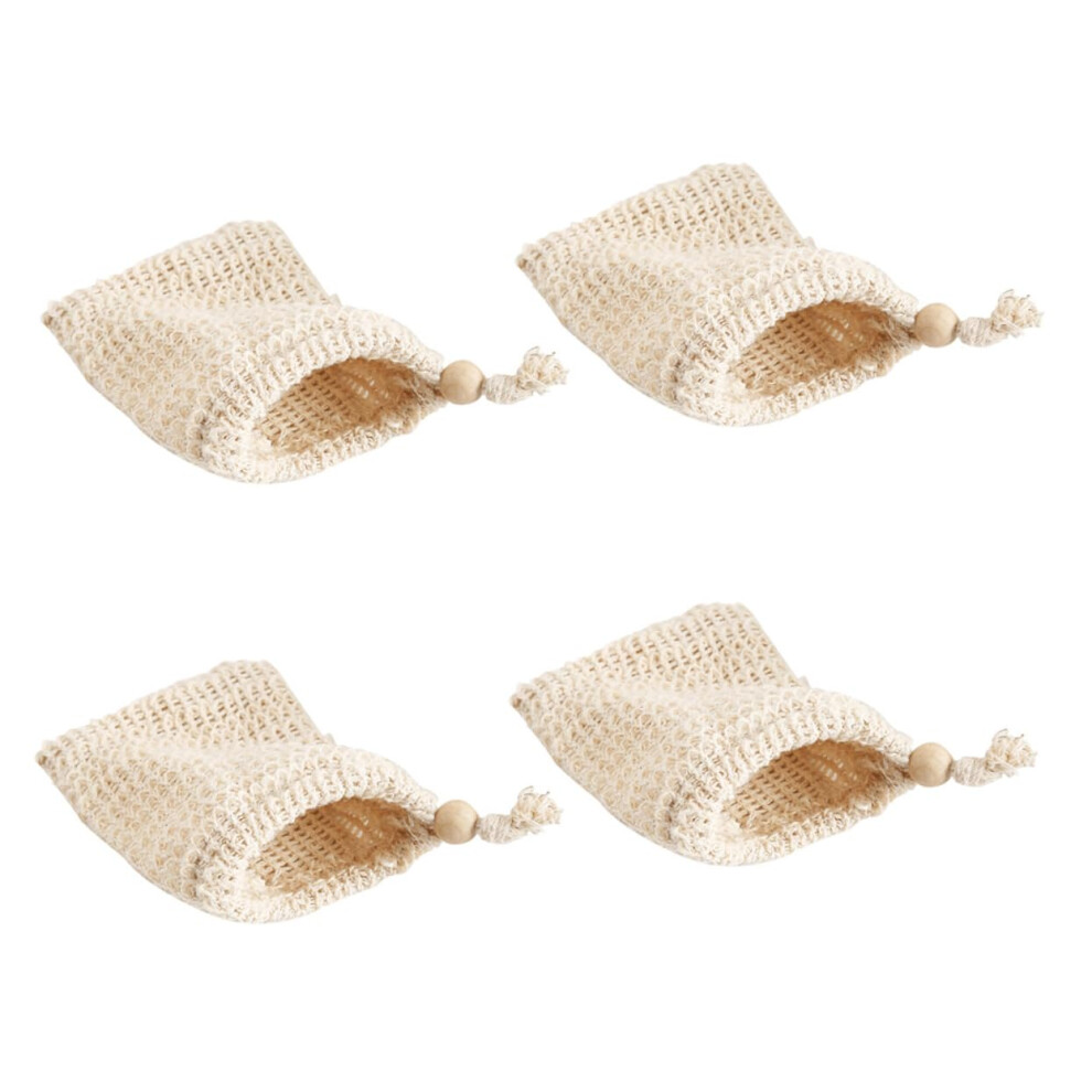 4pcs Exfoliating Soap Saver Bags Mesh Foaming Pouch with Drawstring for Rich Bubble Shower Use