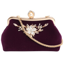 2Pièces Sac À Main Violet Pour Soirée Femme En Peluche Orné Strass