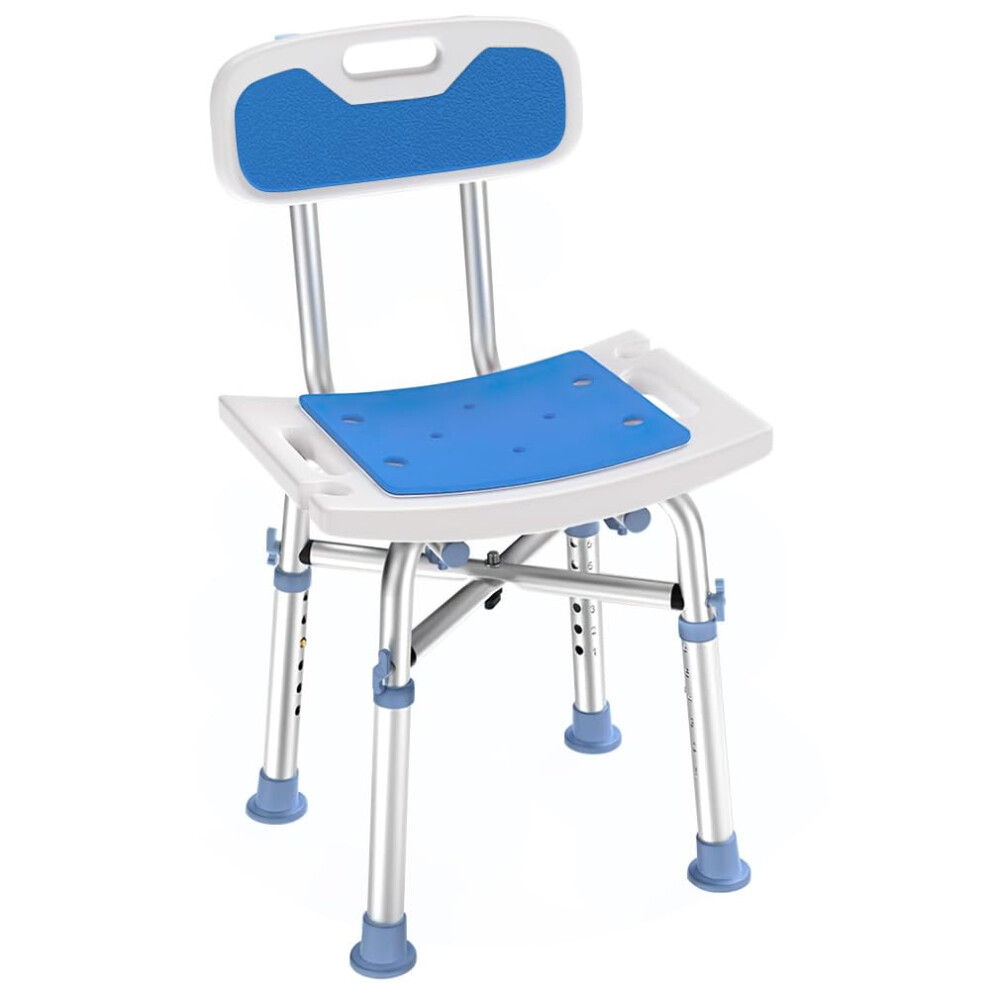Heavy Duty Shower Chair for Elderly 500lbs, Adjustable Height Bath Stool with Backrest, NonSlip Seat for Seniors and Disabled
