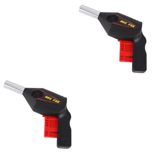 2Pièces Éventail Main Noir Pour Bbq Camping - 2