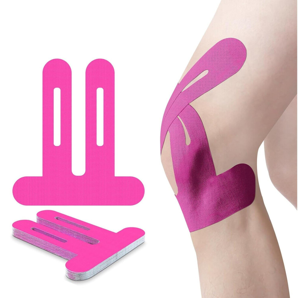 Blue Precut Kinesiology Knee Tape For Pain Relief, Waterproof Elastic Support, Breathable Cotton Fabric