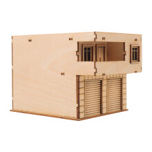 Khaki Small Wooden House Model for DIY Crafts and Sand Table Decor