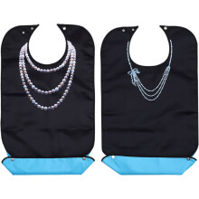 4Pcs Easy-Use Black Adult Bibs for Seniors Adjustable Waterproof