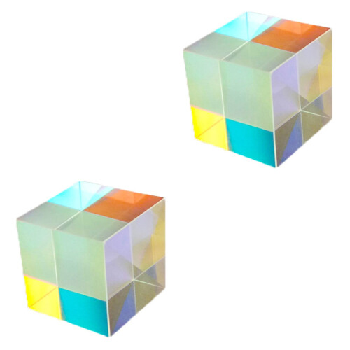 2Pièces Cube Rgb En Verre Multi Pour Science Décoration 2