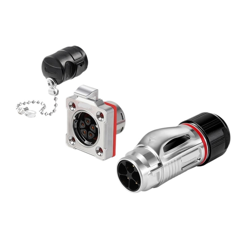 Bd20 5 Pin Metal Aviation Plug Industrial Connector Silver Durable Housing Secure Power 9455672875042