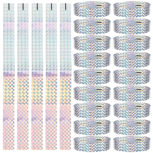 200Pcs Adjustable Silver Holographic Wristbands Waterproof Event Bands