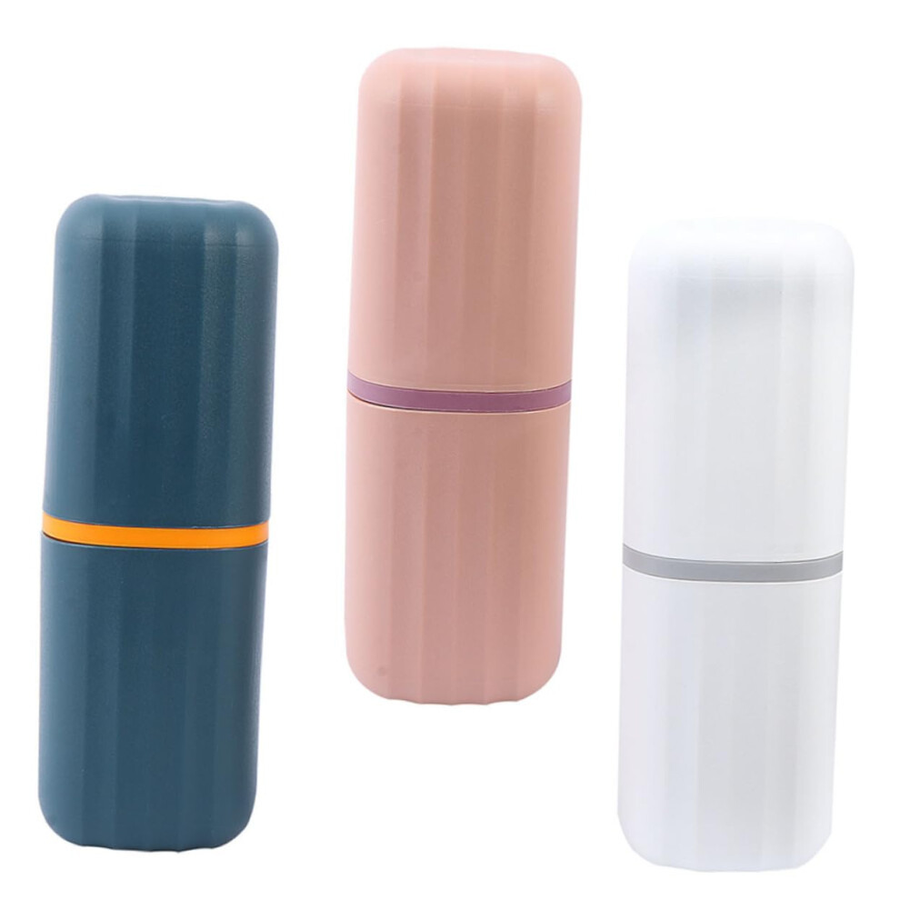 Travel Toothbrush Case Set 3pcs Hygienic Storage Cup with Secure Lid for Home and Camping