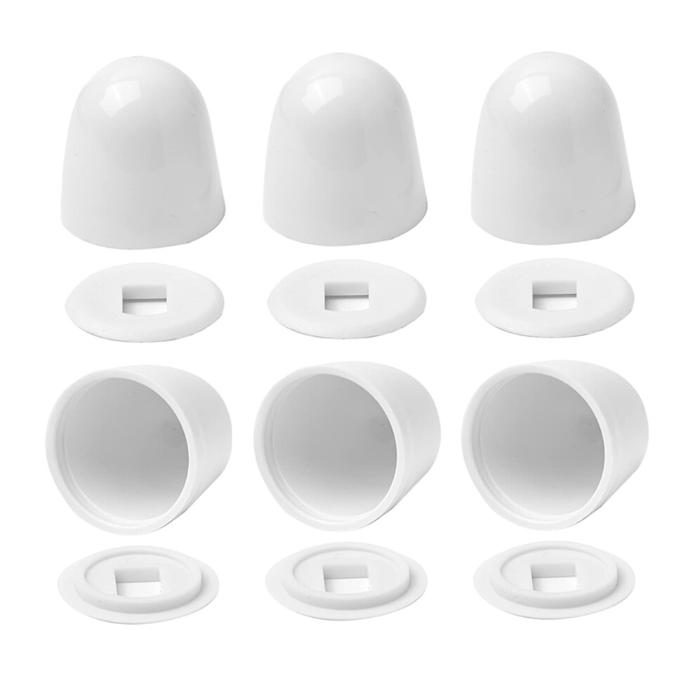 6 Pack Universal Toilet Bolt Caps, White Round Pushon Covers With Washers, Durable Secure Fit 9174973517566