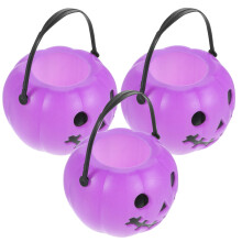 12Pcs Reusable Purple Pumpkin Buckets for Halloween Candy Collection