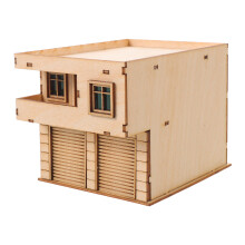 Khaki Wood House Model DIY Miniature Puzzle for Educational Crafts