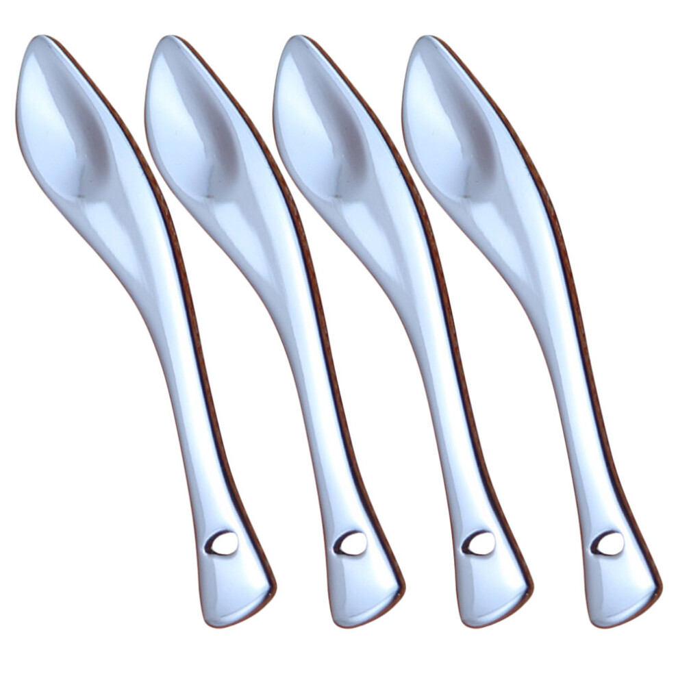 Inoomp Silver/Cream 4Pcs Cosmetic Spoons Facial Beauty Scoops For Home Use