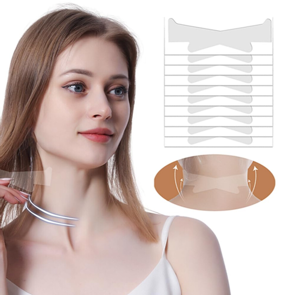 Neck Lift Tape 10PCS Transparent Invisible Strips for Sagging Skin Wrinkles and Instant Tightening
