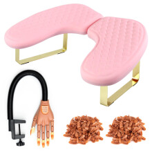 Acrylic Nail Practice Hand with Adjustable Stand and PU Leather UShaped Manicure Arm Rest