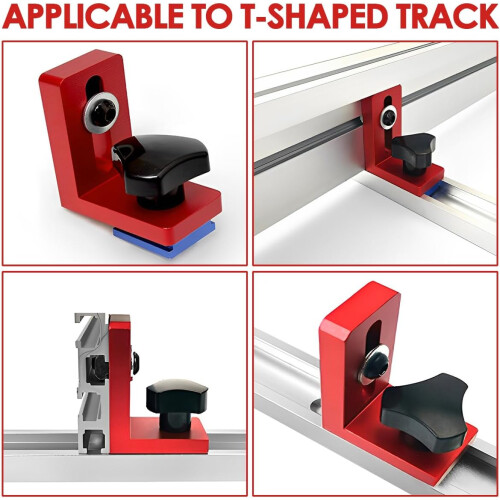 30 Type Miter Track Stop for TTracks, Adjustable Alloy Stopper for Precise Woodworking, Red 1