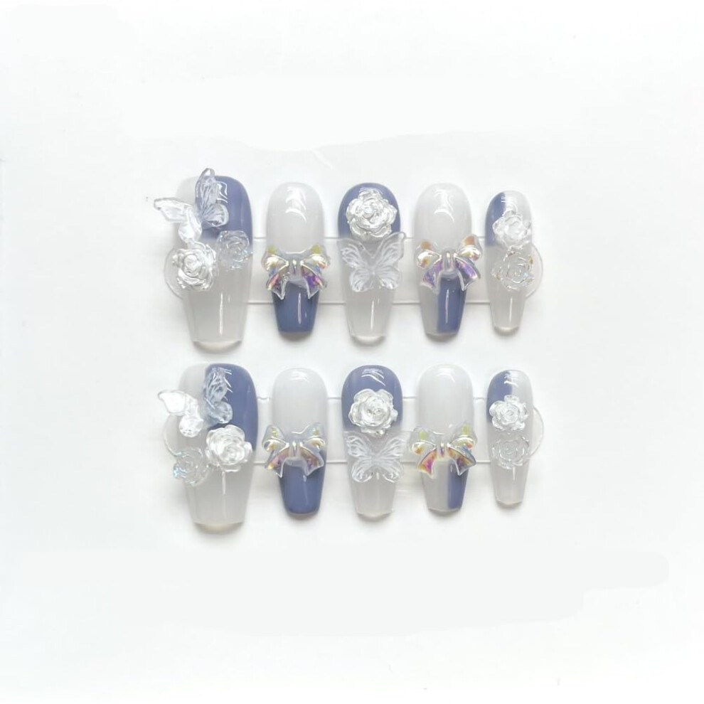 Long Detachable False Nails Set 10pcs XS Handmade Durable Glamorous Long Press On Nail Extensions