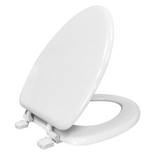 White Elongated Toilet Seat with Durable Hinges and EcoFriendly Rice Husk Comfort Design