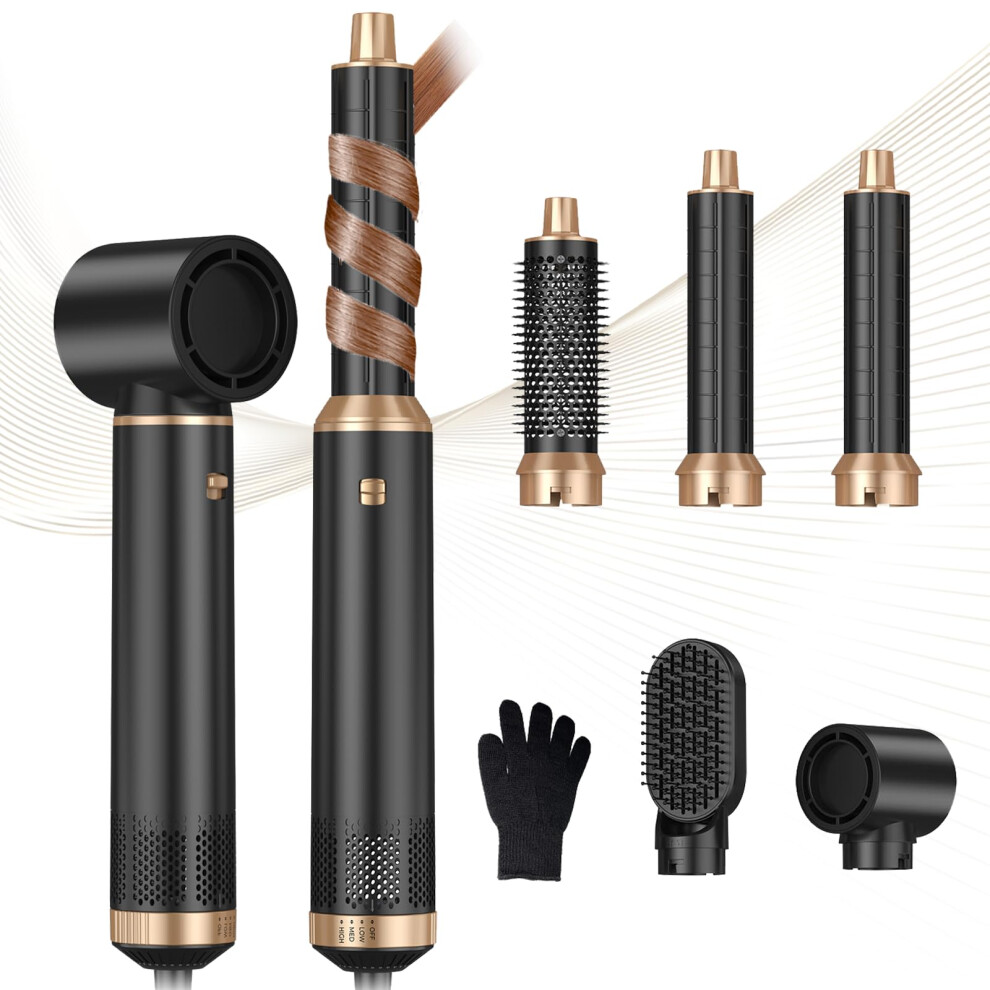 5 in 1 Hot Air Brush Hair Dryer Brush Set with Negative Ion Technology and Automatic Curling Mode