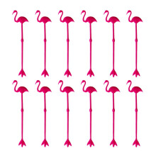 12pcs Cocktail Stirring Sticks Flamingo Swizzle Rods for Hawaiian Party Coffee Juice Mixing (Rosy)