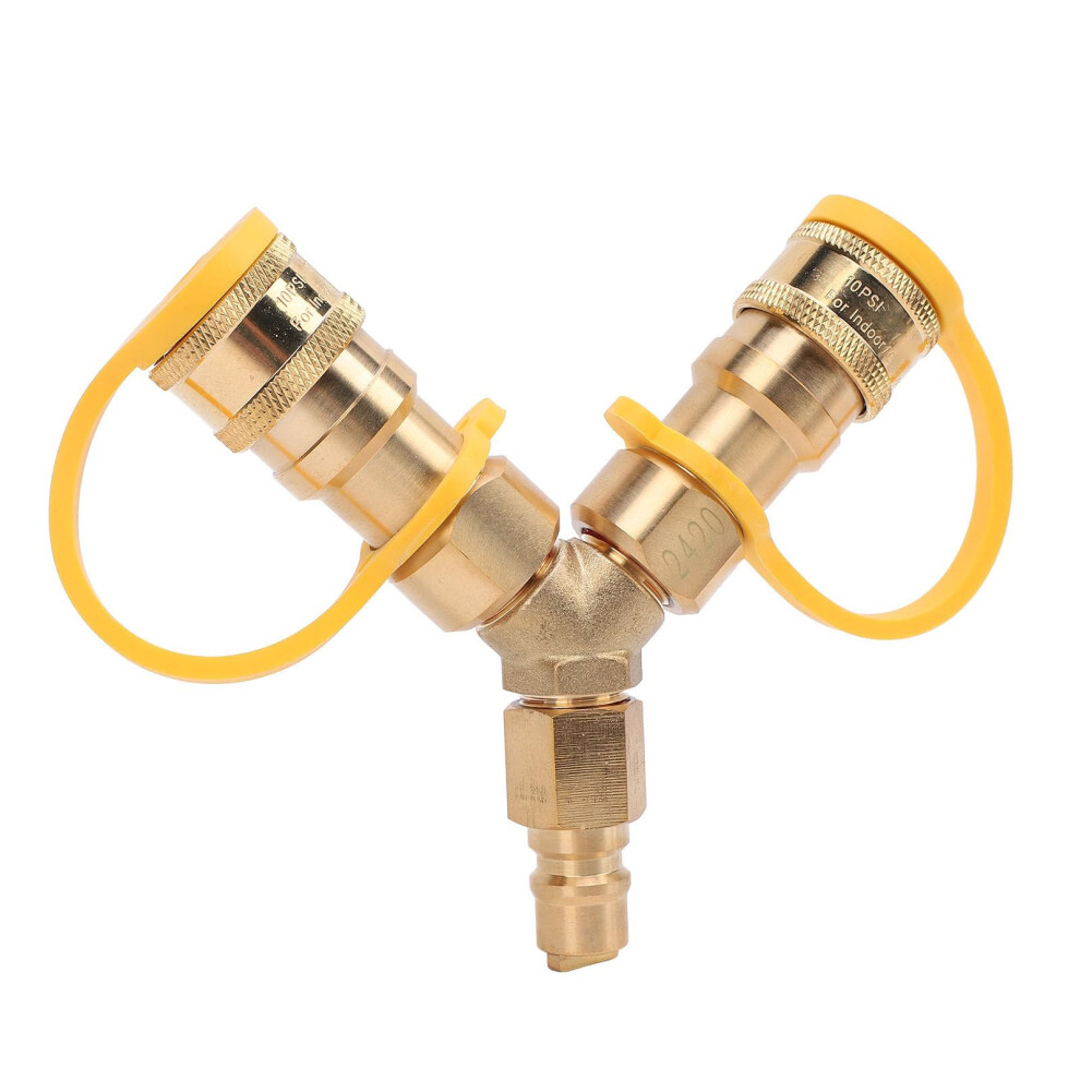 Brass Natural Gas Quick Connect Y Splitter Adapter For Grills And Pizza Ovens 9070919966422