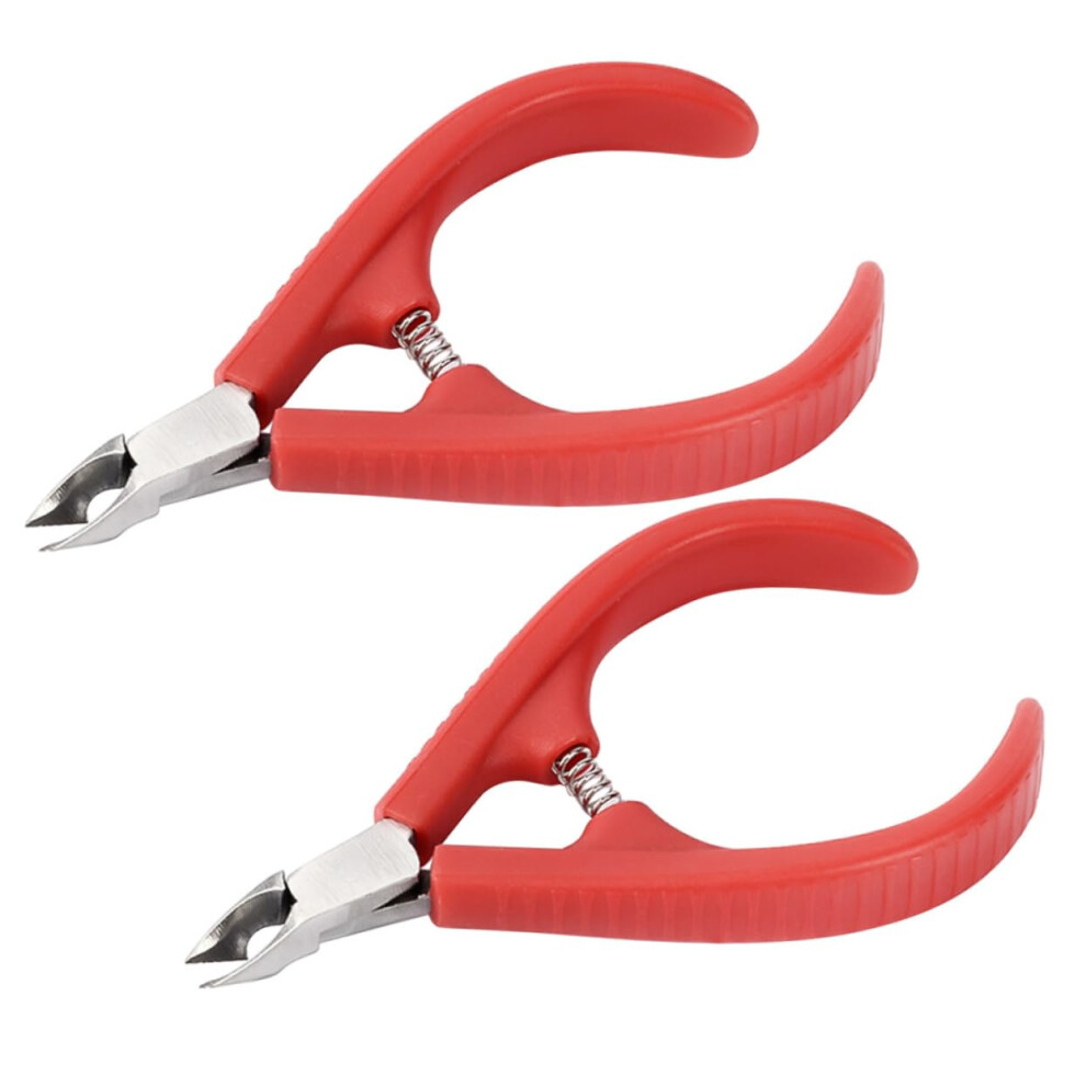 Red 2Pcs Professional Cuticle Nipper With Sharp Edge And Ergonomic Handle For Manicure And Pedicure