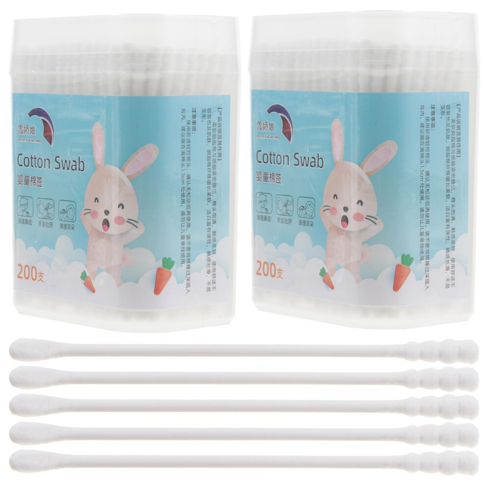 Baby Cotton Swabs 400PCS with Paper Sticks, DoubleEnded Tips for Gentle Infant Ear and Nose Care