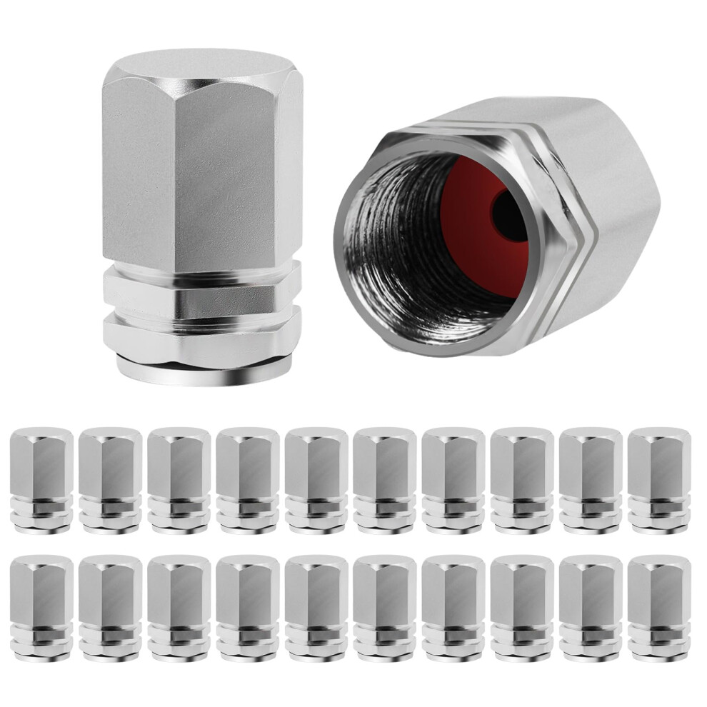 20 Pcs Aluminum Alloy Tire Valve Caps Dustproof Waterproof Antileak For Car Suv Bike Motorcycle Silver 9174973518068
