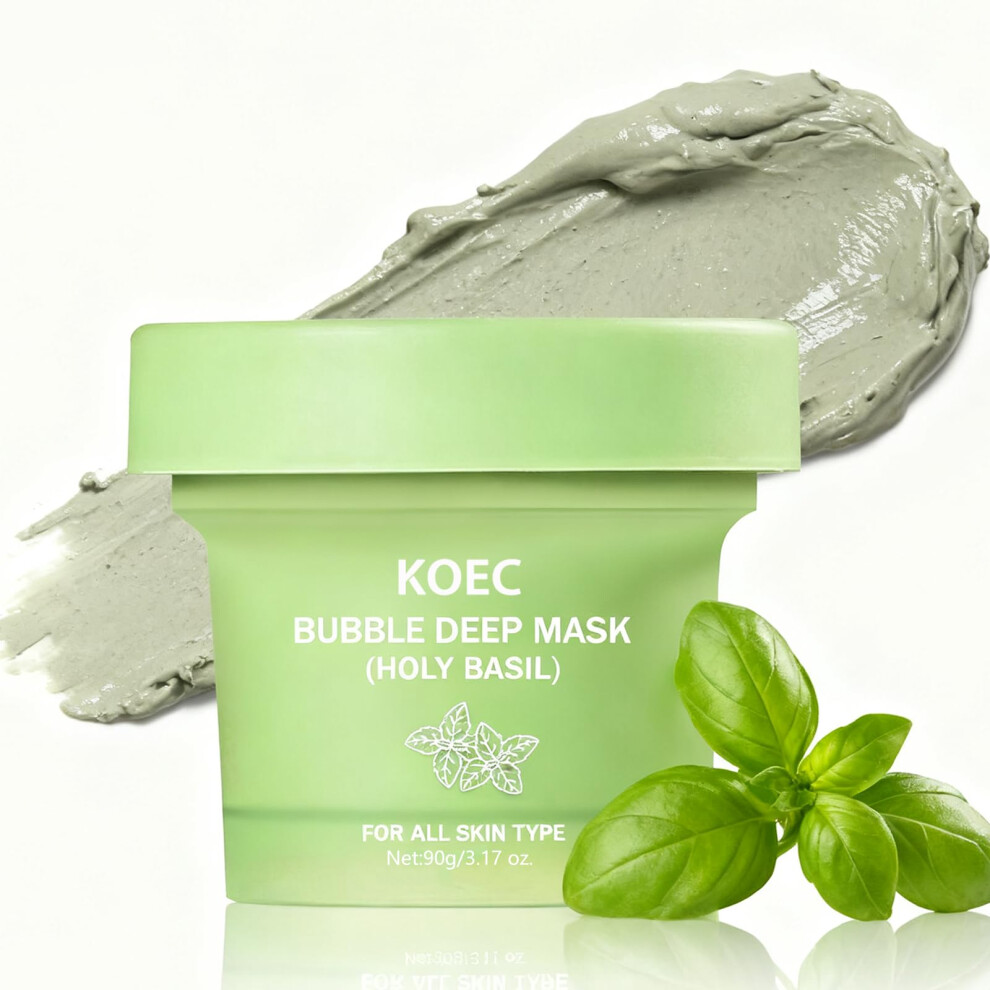 Holy Basil Clay Bubble Face Mask Deep Pore Cleansing for All Skin Types 3.17oz