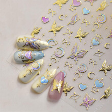 3D Embossed Nail Art Stickers Moon Star Butterfly Decals SelfAdhesive Nail Design 1 Sheet