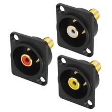 Panel Mount Adapter Gold Plated Female to Female Connector 3 Color AV Chassis Socket 3PCS for RCA