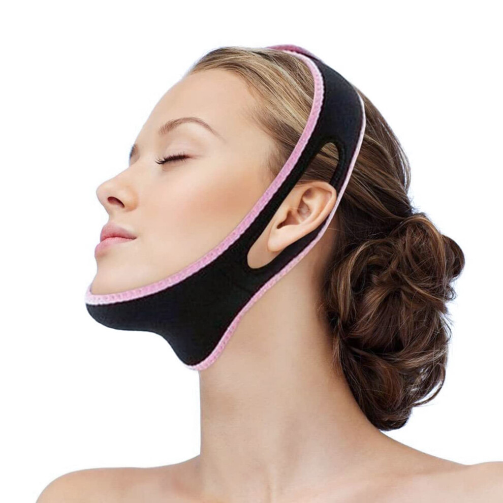 Black Face Lifting Strap Double Chin Reducer V Line Face Slimming Adjustable Antiwrinkle Mask