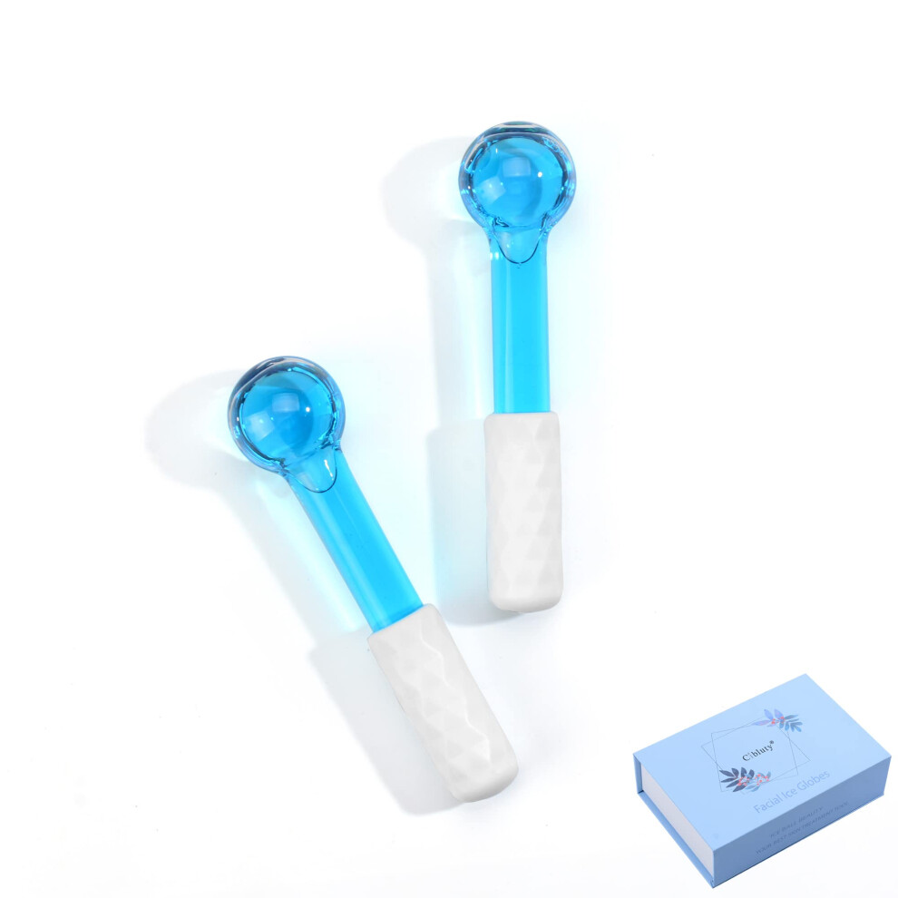 Blue Face Ice Roller And Facial Massage Globes, 2Pcs Cold Massager To Reduce Puffiness And Tighten Skin